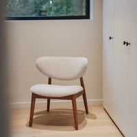 Belgian design Dianne lounge chair- sustainable ash wood frame with fabric upholstery by Mowelli furniture